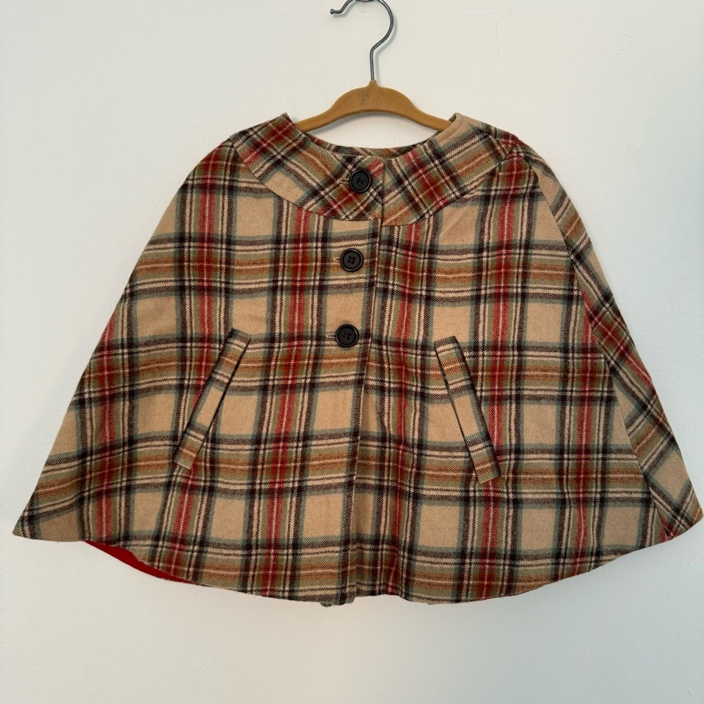 NWT Bonpoint Wool Plaid Cape Jacket (12M/1Y)